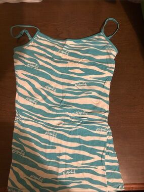 Aeropostale Teal and White Zebra Stripe Camisole Tank